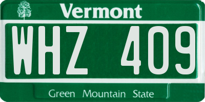 VT license plate WHZ409