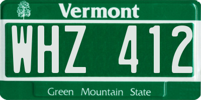VT license plate WHZ412