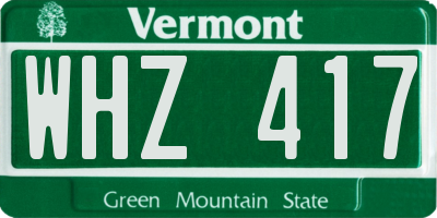 VT license plate WHZ417