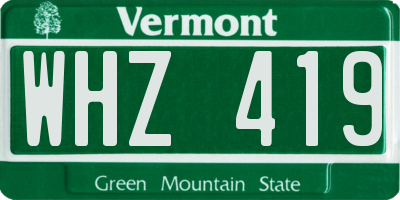 VT license plate WHZ419