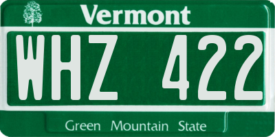 VT license plate WHZ422