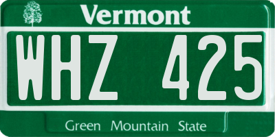 VT license plate WHZ425