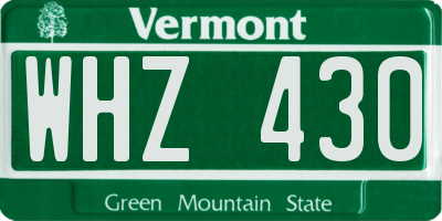 VT license plate WHZ430