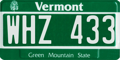VT license plate WHZ433