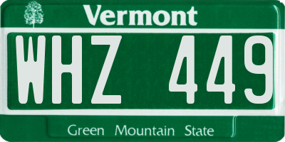VT license plate WHZ449