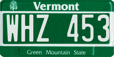 VT license plate WHZ453