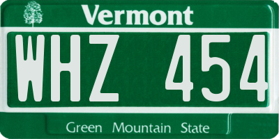 VT license plate WHZ454