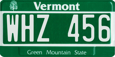 VT license plate WHZ456