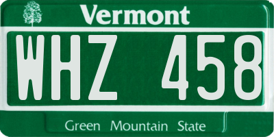 VT license plate WHZ458