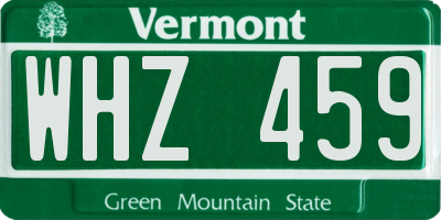 VT license plate WHZ459