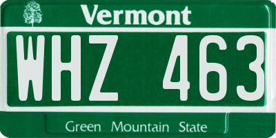 VT license plate WHZ463