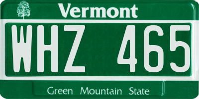 VT license plate WHZ465