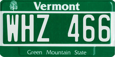 VT license plate WHZ466