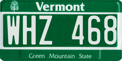 VT license plate WHZ468