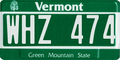 VT license plate WHZ474