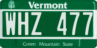 VT license plate WHZ477