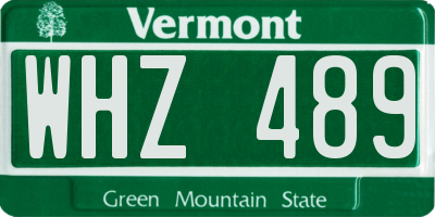 VT license plate WHZ489