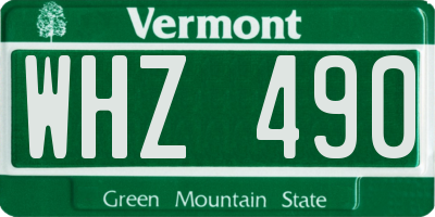 VT license plate WHZ490