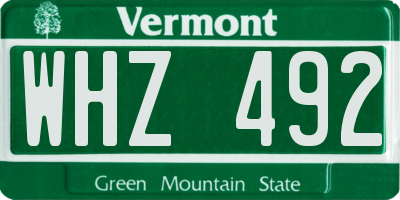 VT license plate WHZ492