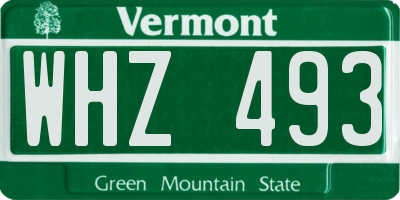 VT license plate WHZ493
