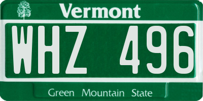 VT license plate WHZ496