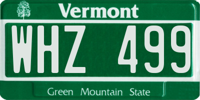 VT license plate WHZ499