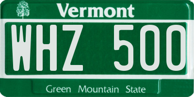 VT license plate WHZ500