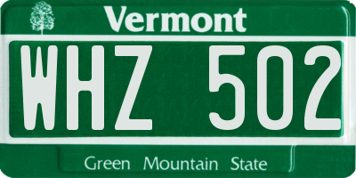 VT license plate WHZ502