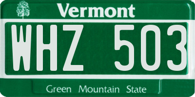 VT license plate WHZ503