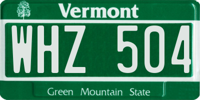 VT license plate WHZ504
