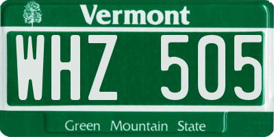 VT license plate WHZ505