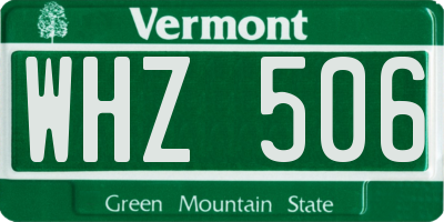 VT license plate WHZ506