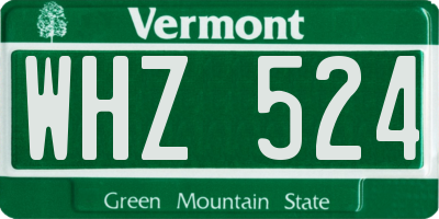VT license plate WHZ524