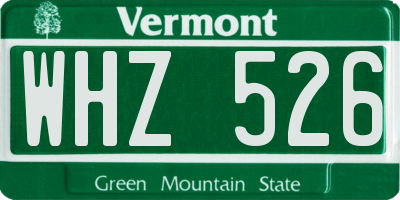 VT license plate WHZ526