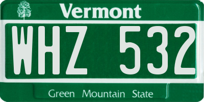 VT license plate WHZ532