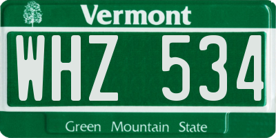 VT license plate WHZ534