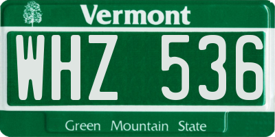 VT license plate WHZ536