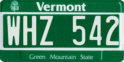 VT license plate WHZ542