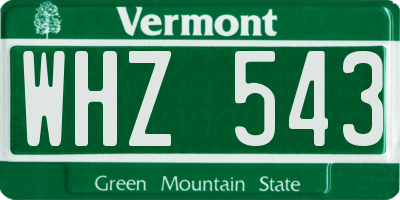 VT license plate WHZ543