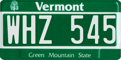 VT license plate WHZ545
