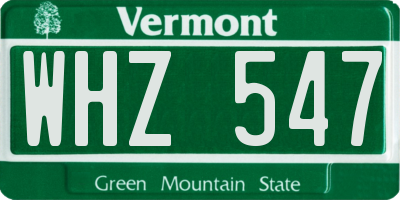 VT license plate WHZ547