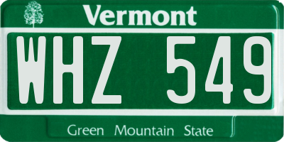 VT license plate WHZ549