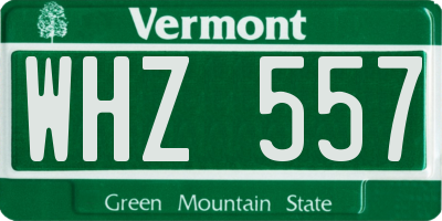 VT license plate WHZ557