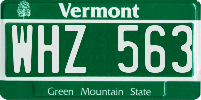 VT license plate WHZ563