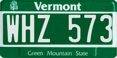 VT license plate WHZ573