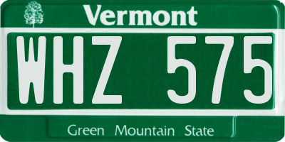 VT license plate WHZ575