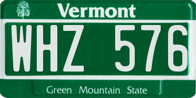 VT license plate WHZ576