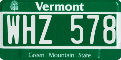 VT license plate WHZ578