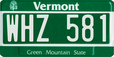 VT license plate WHZ581