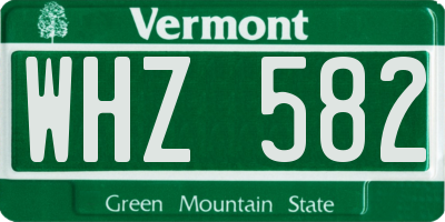 VT license plate WHZ582